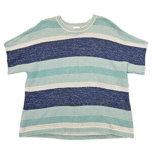 Chico's Boxy Sweater womens M multiweave beachy career colorful stretch cotton